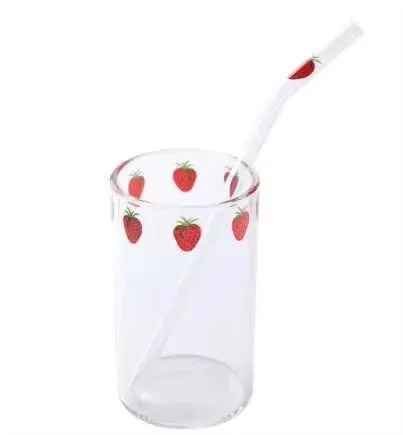 Aesthetic Strawberry Glass Cup