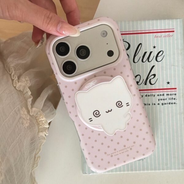 Pink Polka Dot Cat Phone Case