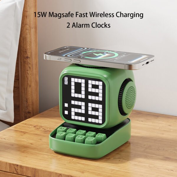 Retro Pixel Art Bluetooth Speaker Alarm Clock